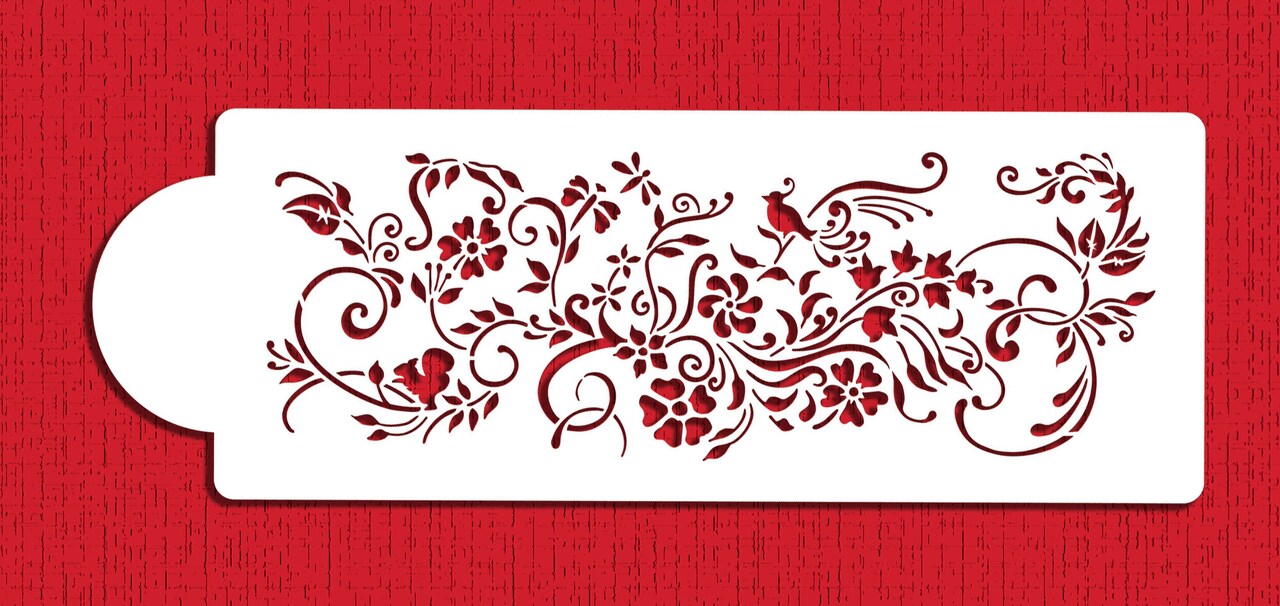 Nature's Vignette Cake Stencil | C431 by Designer Stencils | Cake Decorating Tools |